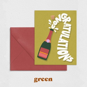 Pop the Champagne Congratulations Greeting Card Green