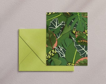 Plant Themed Greeting Card - Any Occasion Every Day Card - Illustrated Handmade Greeting Cards - Botanical Leaves - Blank Every Day Cards