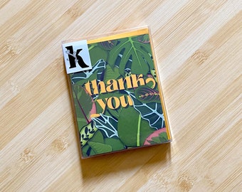 Plants Thank You Card Set - Any Occasion Thank You Pattern Card - Illustrated Handmade Greeting Cards - Botanical Leaves