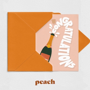 Pop the Champagne Congratulations Greeting Card Peach