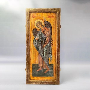 Archangel Gabriel, On Wood, Hand-painted Orthodox Icon, Byzantine Icon, Iconography