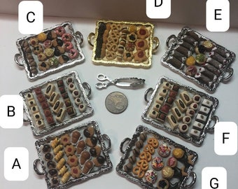 1:12 SCALE trays with mixed biscuits miniature for dolls house