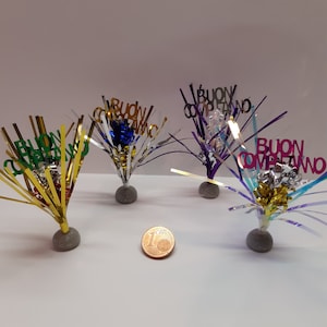1:12 SCALE glitter tabletop fountain HAPPY BIRTHDAY miniature for dollhouse parties
