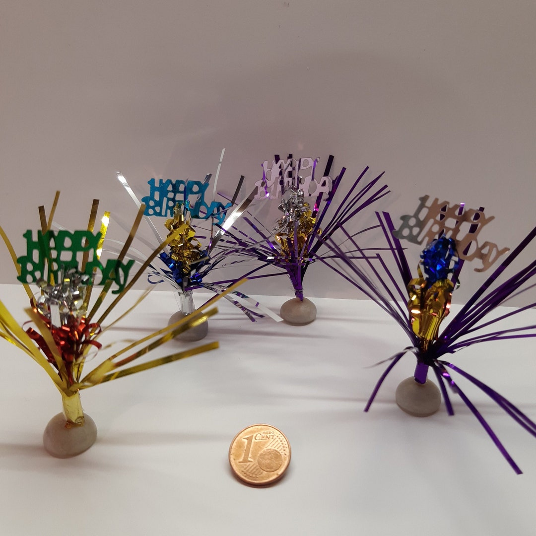 112 SCALE HAPPY BIRTHDAY Tabletop Glitter Fountain Miniature for