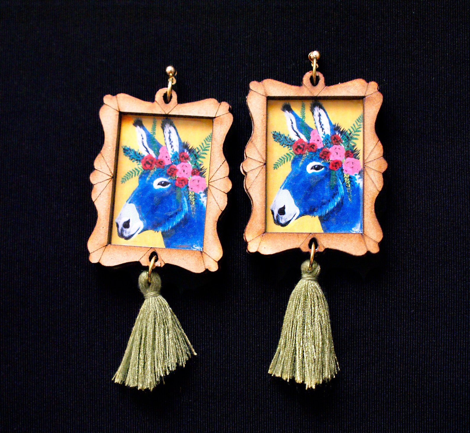 Mexican earrings handmade earrings wooden earrings colorful Etsy