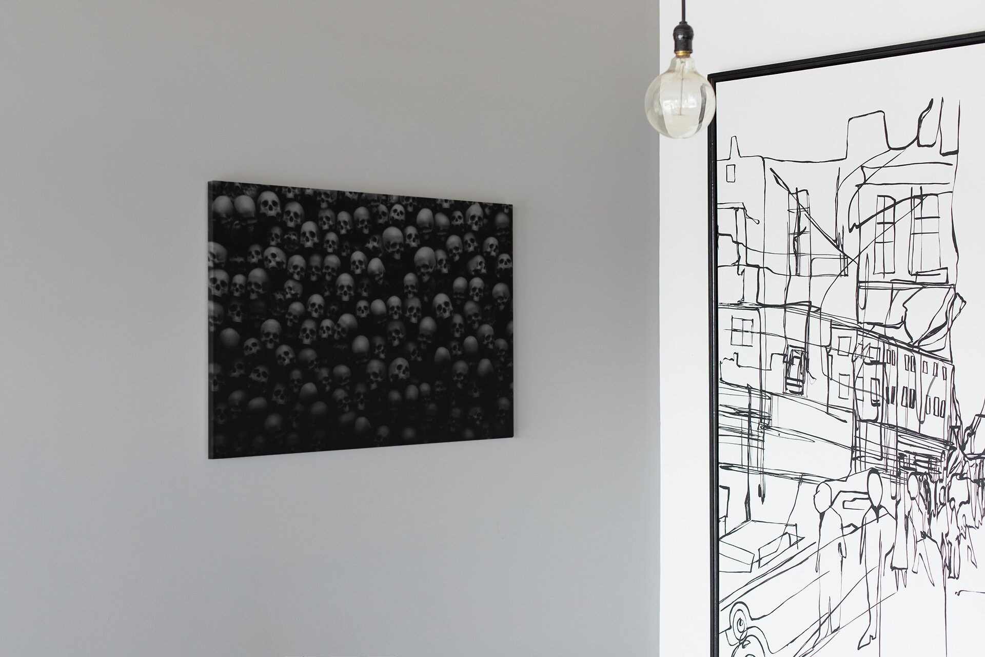 Skulls Canvas Print Wall Art Black Horror Skeleton Gift Him | Etsy