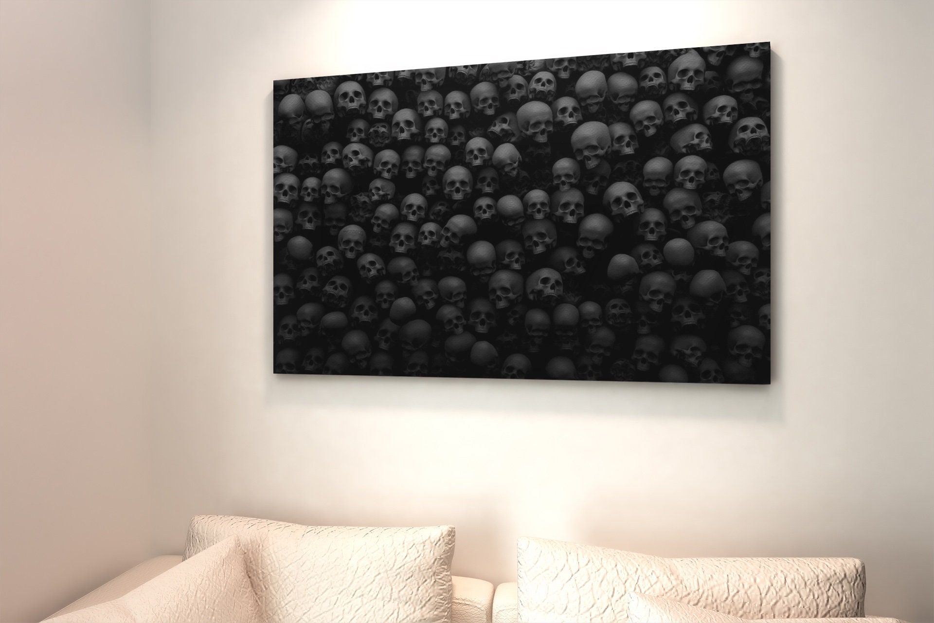 Skulls Canvas Print Wall Art Black Horror Skeleton Gift Him | Etsy