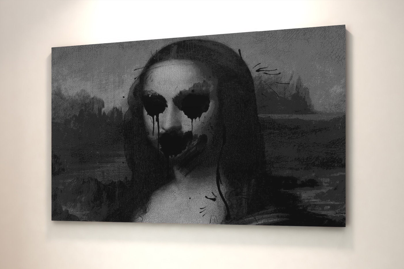 Mona Lisa Horror Canvas Print Wall Art Gift Him Her Bedroom Etsy