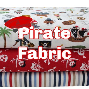 Pirate Themed Fabric  -  Cotton - Various Lengths: One Yard - Half Yard - Fat and skinny Quarter