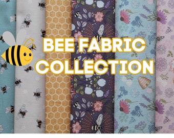 Bee Themed Fabric  -  Cotton - Various Lengths: One Yard - Half Yard - Fat and skinny Quarter - Lewis & Irene