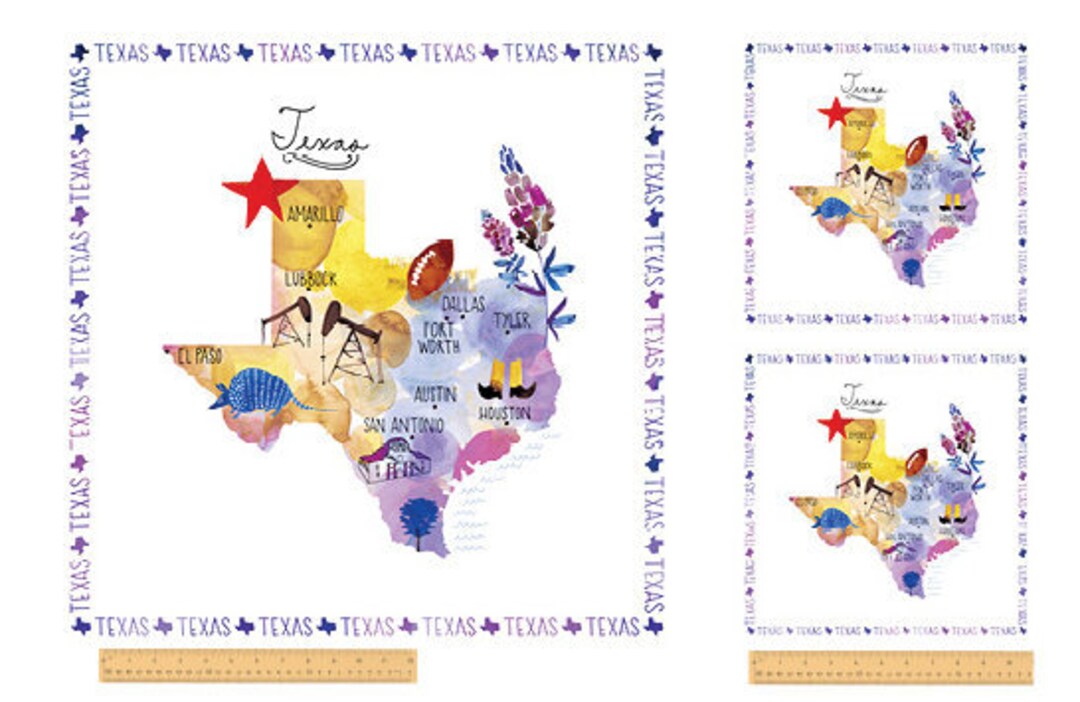 State Panel Print 100% Cotton Fabric Texas State Panel Cotton Fabric Windham Textiles ...