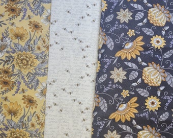 Bee fabric- 100% Cotton - Moda - Various Lengths: One Yard - Half Yard - Fat and skinny Quarter