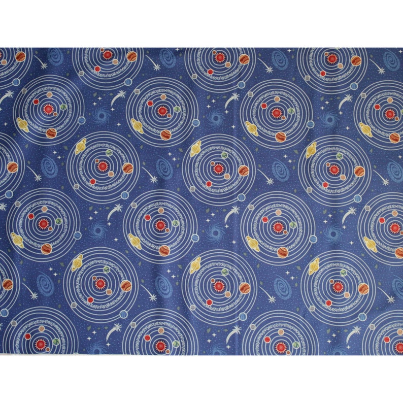 Cotton Fabric Quality Quilting Material Blue Planets A420.1 Lewis /& Irene Small