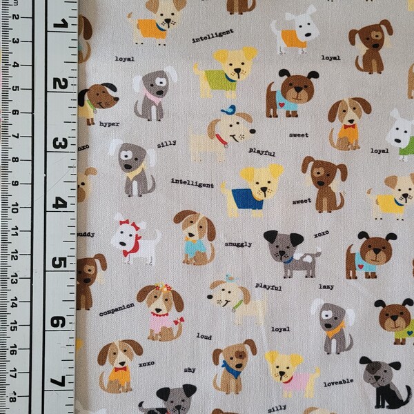 Dogs on Gray 100% Cotton Fabric -Dog Friendly - Quality Quilting Fabric - Riley Blake C11401