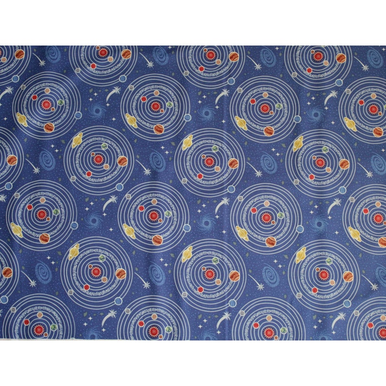 Cotton Fabric Quality Quilting Material Blue Planets A420.1 Lewis /& Irene Small