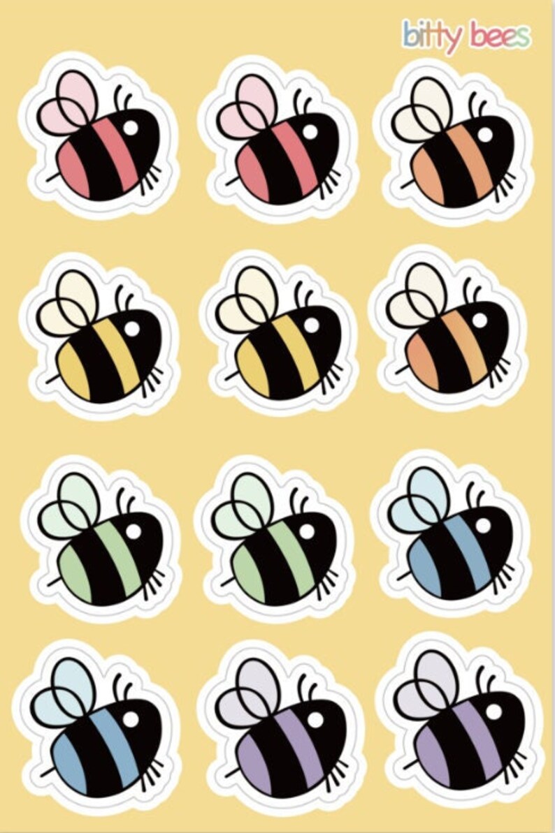 Bitty Bees Sticker Sheet - Etsy