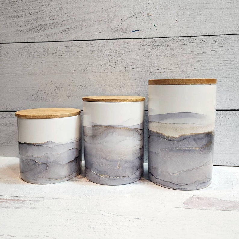 Gray Kitchen Canisters Ceramic Canisters Coffee Canisters Etsy
