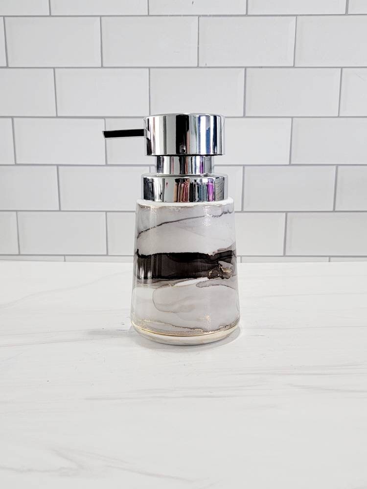 Gray Soap Dispenser Alcohol Ink Dispenser Handpainted Etsy