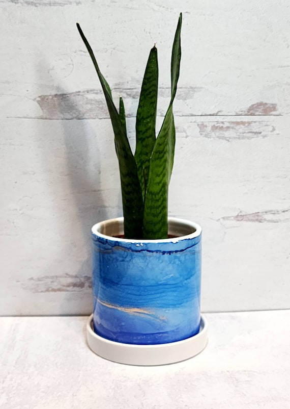 Blue Alcohol Ink Planter Pot, 5 Inch Blue Pot, Blue Planter Pot, Ceramic  Planter, Handpainted Planter, Blue - Etsy