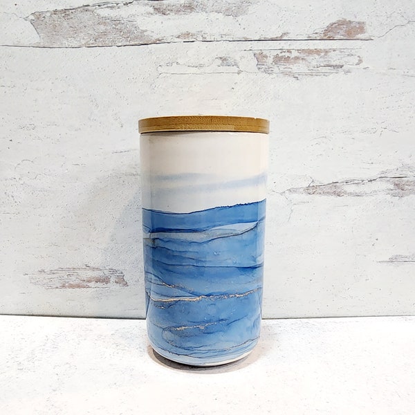 Blue Kitchen Canister, Ceramic Canister, Coffee Canister, Bathroom Canisters, Blue Kitchen Jar