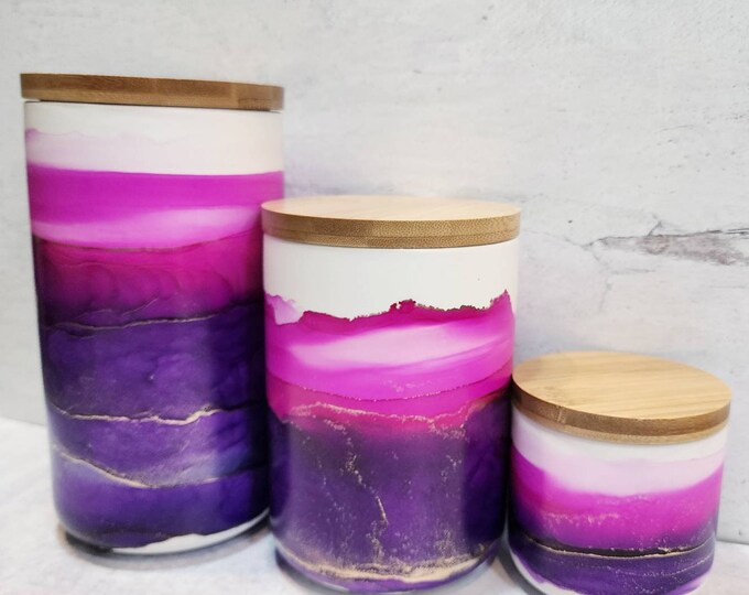 Purple Pink Kitchen Canisters, Ceramic Canisters, Coffee Canisters