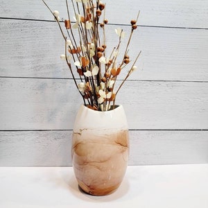 Brown Ceramic Floral Vase, Alcohol Ink Vase, Handpainted Ceramic Vase, Modern Vase, Ceramic Floral Vase