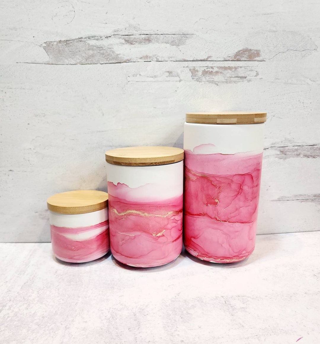 Pink Kitchen Canisters Ceramic Canisters Coffee Canisters Etsy