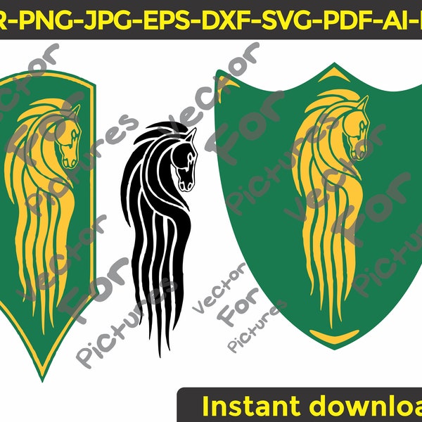 Lotr archivos de corte Señor de los anillos Signo Símbolo Bandera Rohan Caballo vector cdr dxf svg pdf svg ai eps