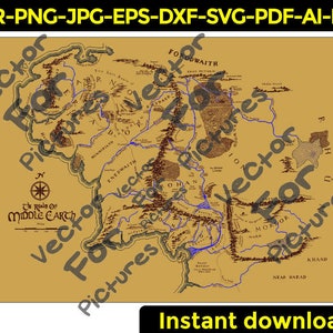 Das Reich von Mittelerde Karte Genaue Vektor Schneidedateien Herr der Ringe Lotr cdr pdf svg eps dxf svg