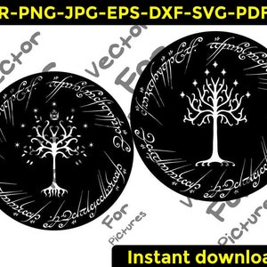 Lotr Lord of The Rings Gondor Vektor Plotterdatei Weißer Baum cdr pdf jpg svg eps dxf svg