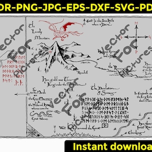 Thrór's Map Vektor Schneidedateien Herr der Ringe Lotr cdr svg eps dxf svg