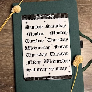 Gotische wekelijkse kopstickers | Bullet Journal-plannerblad