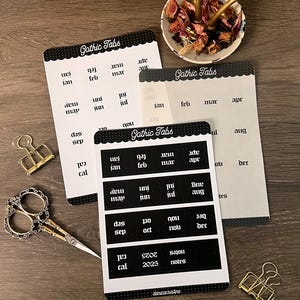 Gotisch stickervel grote plannertabs | Stickervel Bullet Journal | Dagboek | Plannerstickers | Bujo | Ongewenste logboeken