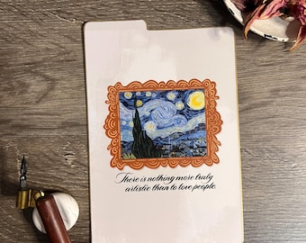 Van Gogh Starry Night Dashboard Underlay Writing Pencil Board Page Marker Planner Bullet Journals, Hobonichi, Travelers Note book