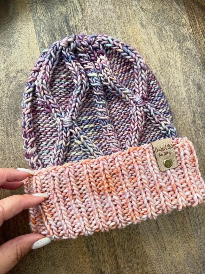Crosswinds Cable Knit Beanie Pattern: Folded Brim (PDF Pattern) - Etsy