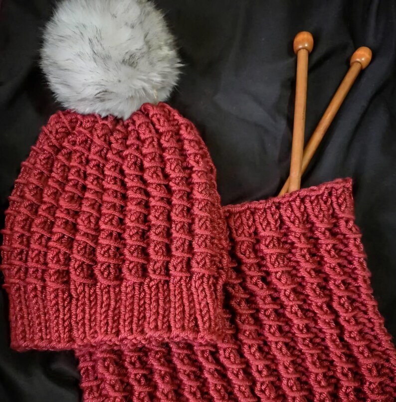 Ruche Beanie and Cowl Knitting Pattern | Bulky and Super Bulky Yarn | Easy Hand-knit (PDF Pattern) image 10