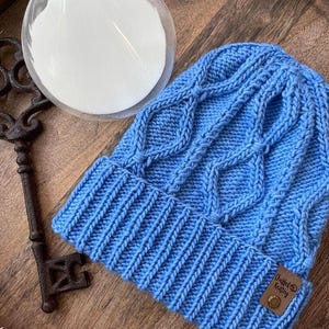 Crosswinds Cable Knit Beanie Pattern: Folded Brim (PDF Pattern) - Etsy