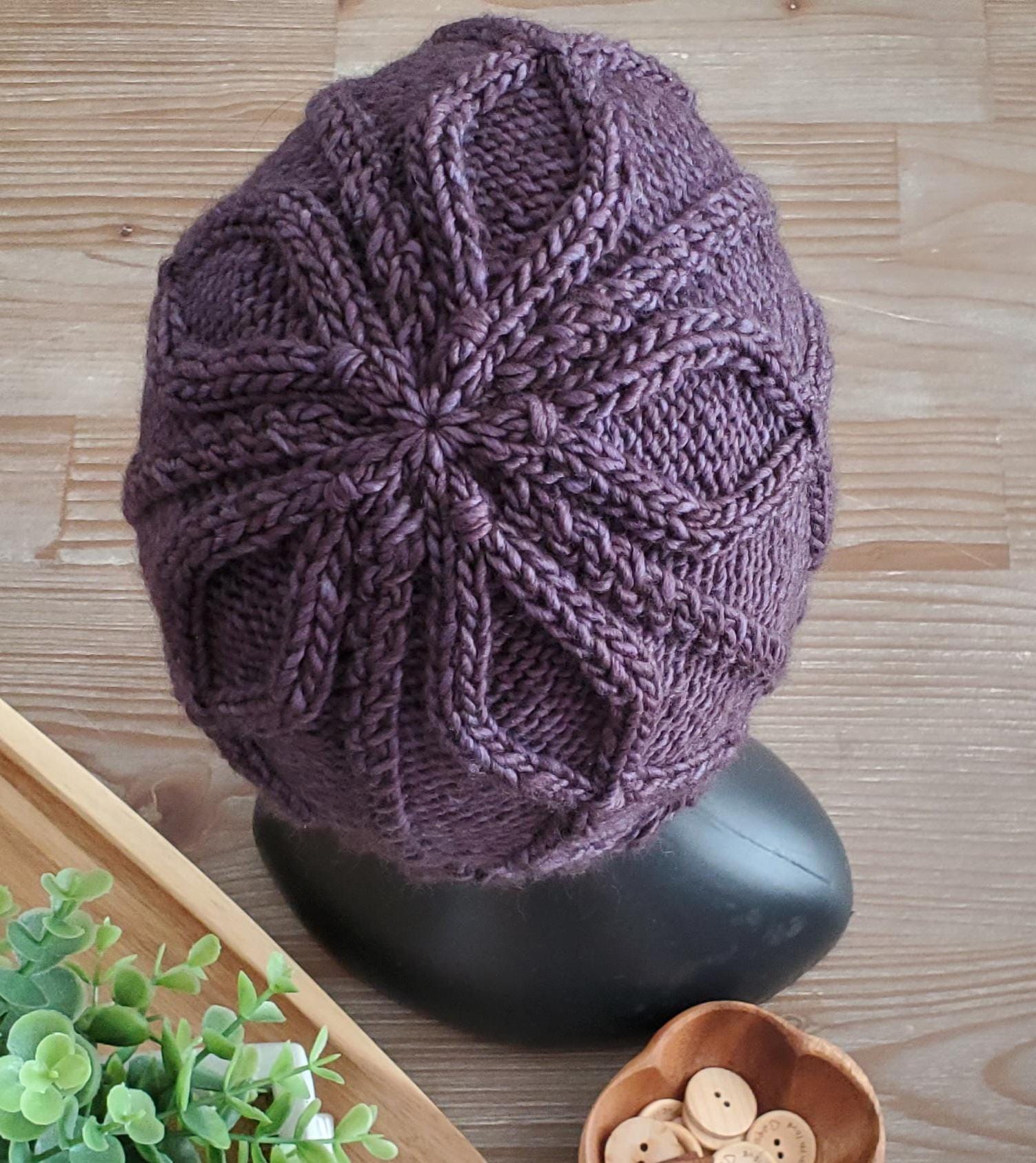 Crosswinds Cable Knit Beanie Pattern: Folded Brim (PDF Pattern) - Etsy