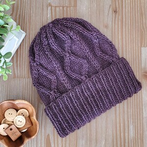Crosswinds Cable Knit Beanie Pattern: Folded Brim (PDF Pattern) - Etsy