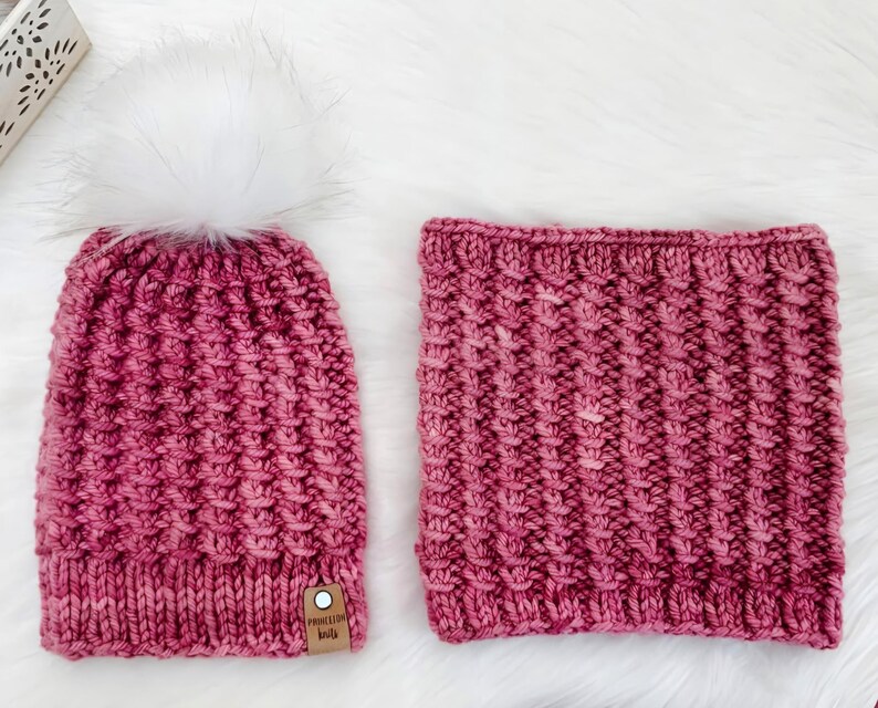 Ruche Beanie and Cowl Knitting Pattern | Bulky and Super Bulky Yarn | Easy Hand-knit (PDF Pattern) image 13