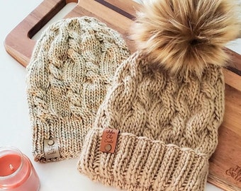 Knitting Pattern | The COMFY CABLE BEANIE by Urban Chic Crochet | Single and Folded Brim Options in Light Bulky| pdf Pattern Only