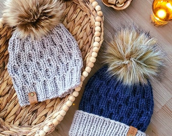 Knitting Pattern | TWO WAYS BEANIE by Urban Chic Crochet | Bulky and Super Bulky Instructions | Teen-adult/Adult Sizes with Brim Options