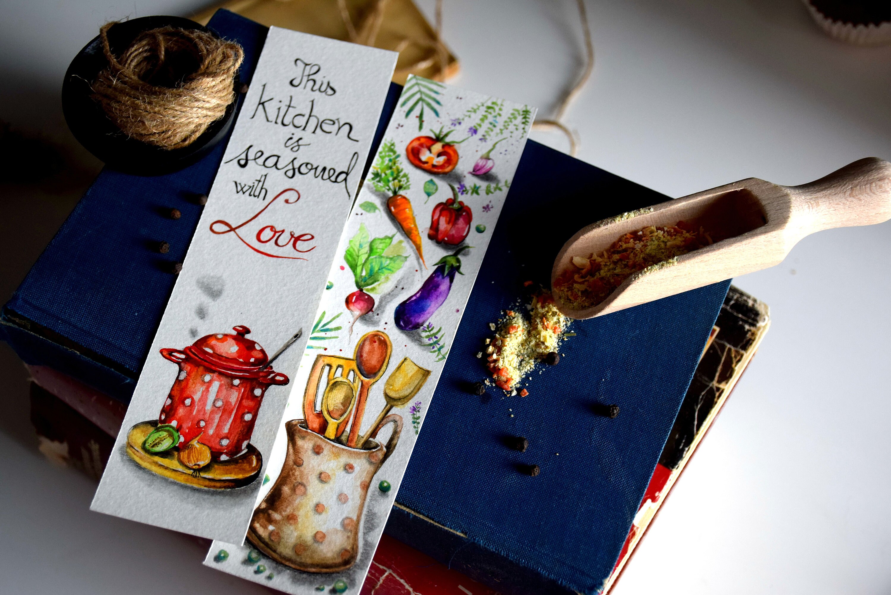 NEW Bookmarks Set Of 5 Watercolor Kitchen Cooking Bookmarks | Etsy