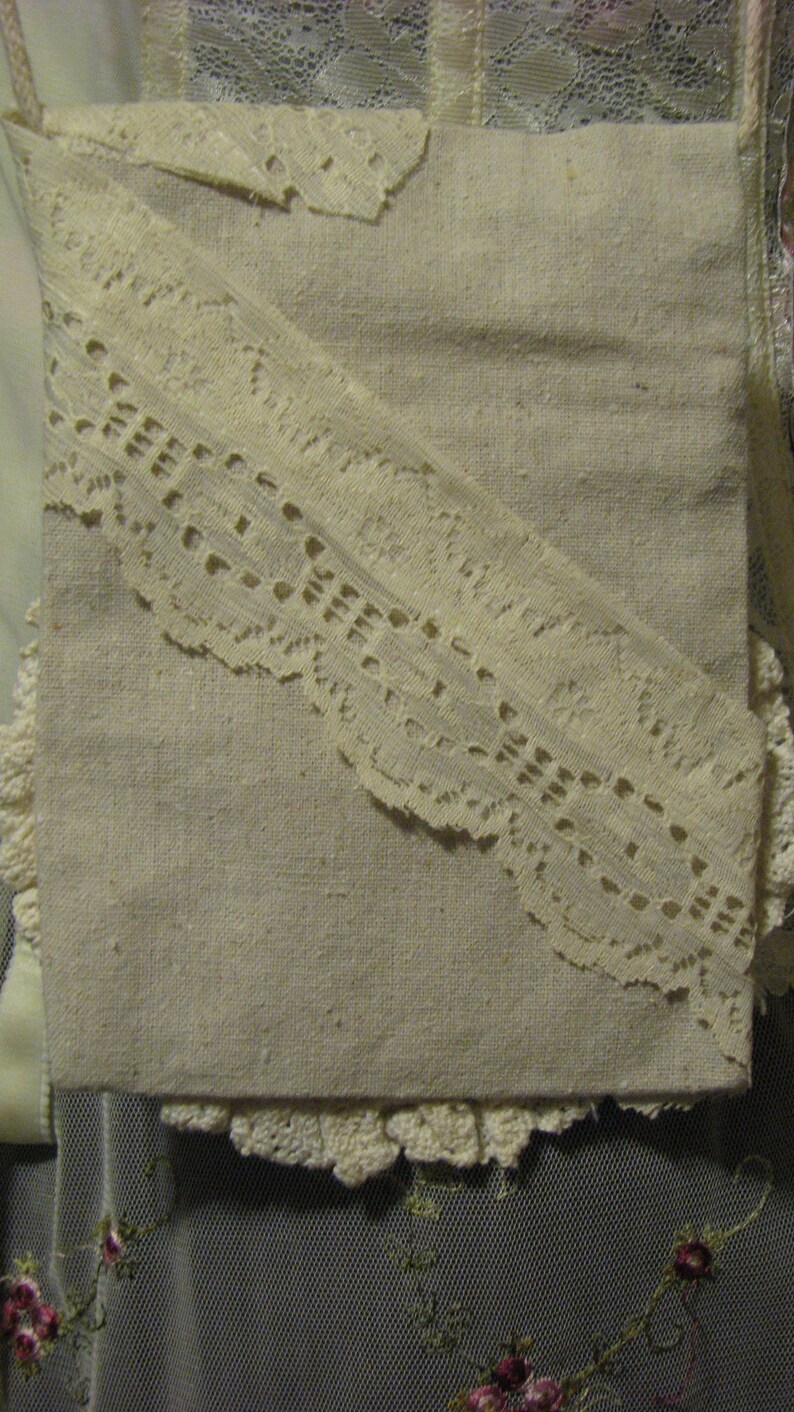 Mini Cell Phone Bag Canvas Tote with Lace Dollie and Flower Button Dollie Mini Canvas Tote with Lace