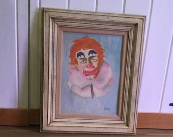 Vintage original clown painting