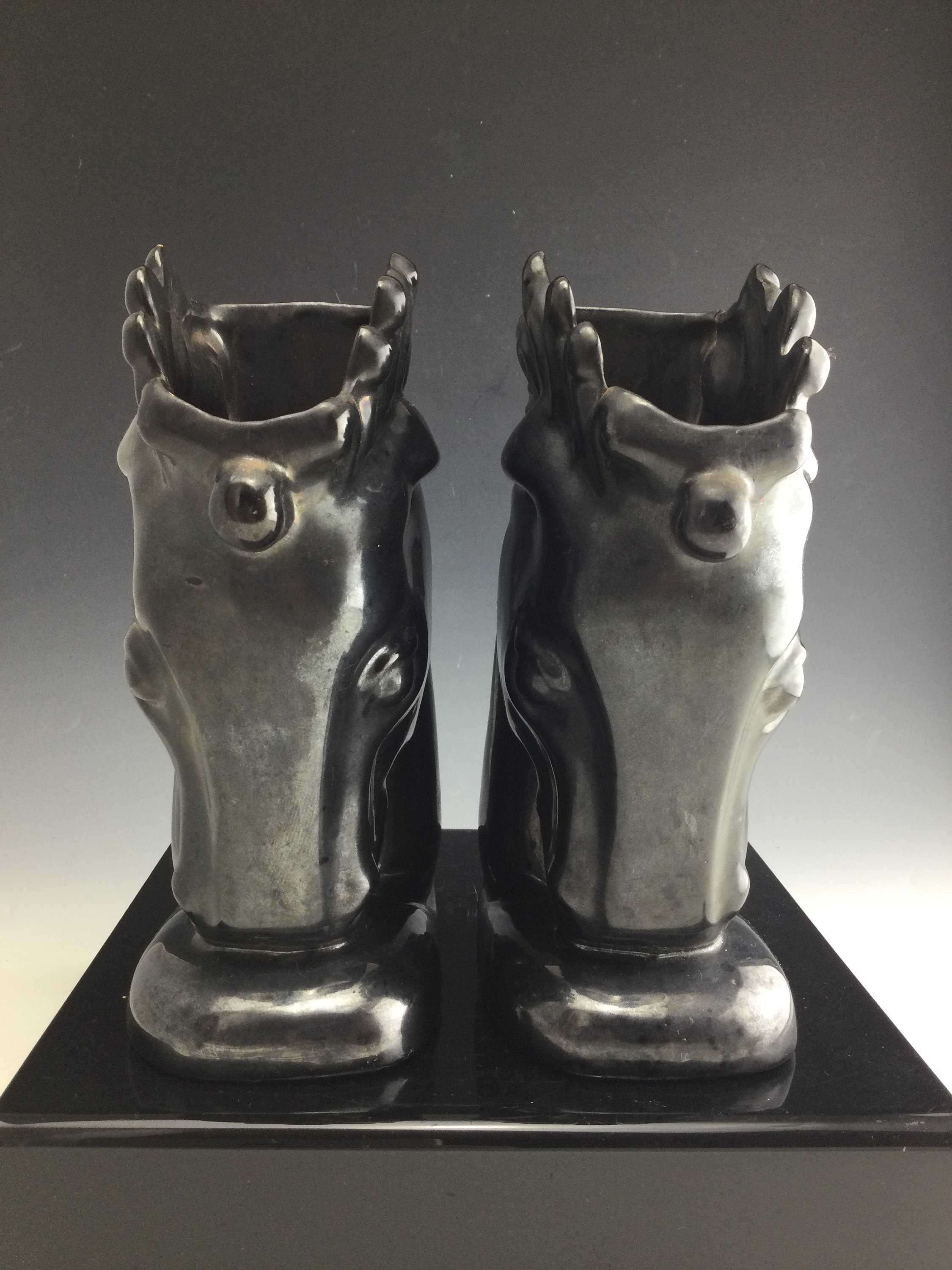 Vintage Mid Century 1960's Royal Haeger Black Horse Heads