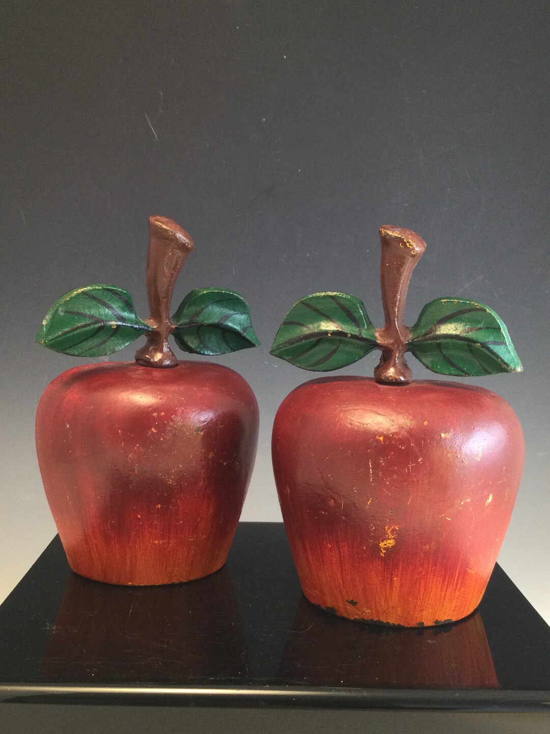 Vintage Cast Iron Apple Bookends Etsy