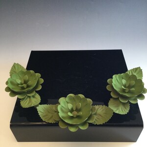 Vintage metal green 3 candle holder