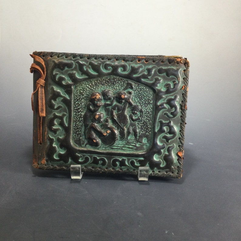 Vintage Leather Bound Memory Book - Etsy
