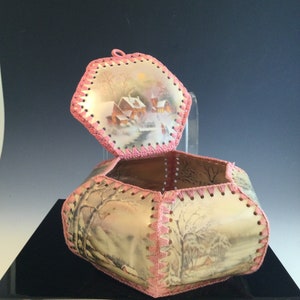 Vintage postcard paper box
